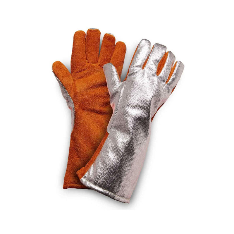 Aluminised Leather Gloves