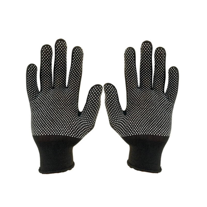 13 Gauge Black PVC Dotted Gloves