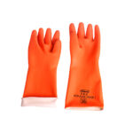 Industrial White Lined Orange Rubber Hand Gloves Superior Quality